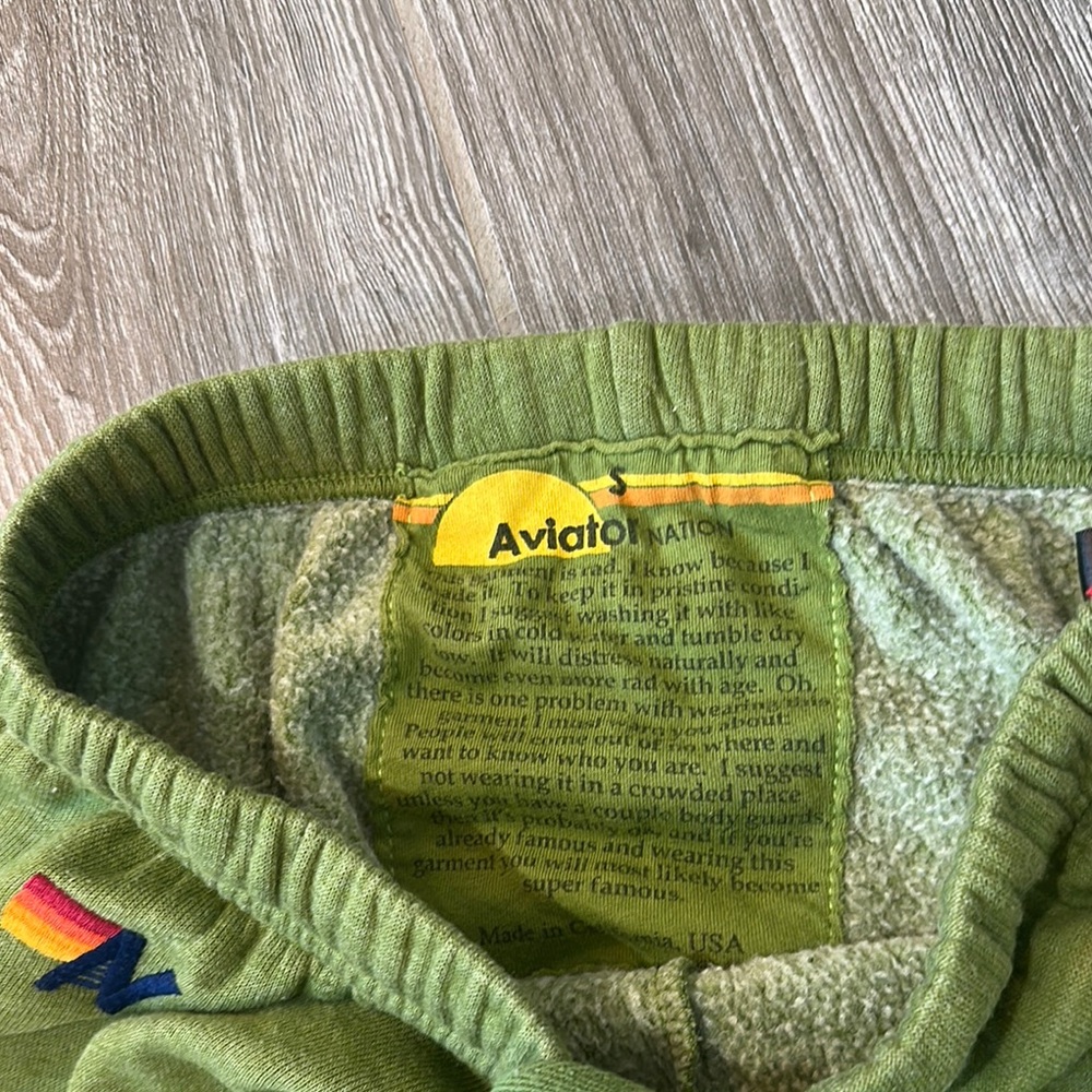 Aviator Nation Olive 6 stripe womens sweatpants Joggers size small - Picture 2 of 7